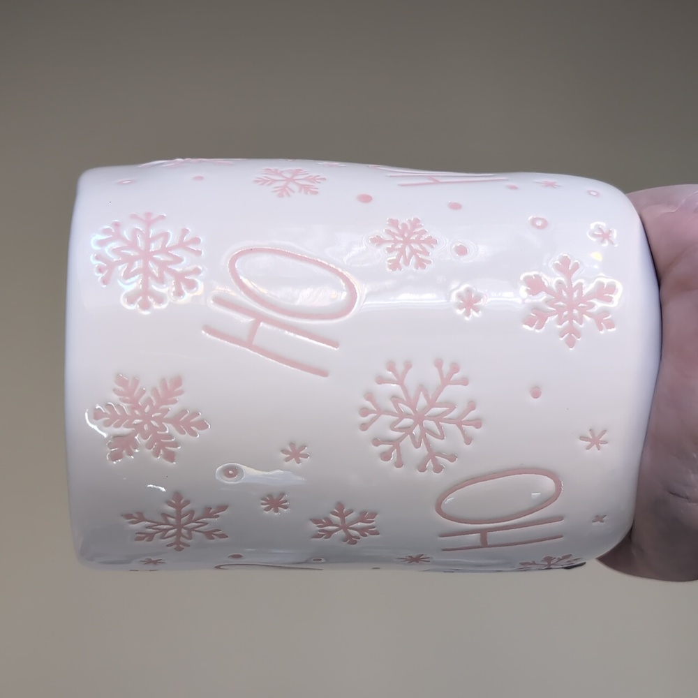 Rae Dunn HO HO HO ❄️ Pinkmas Mug with All-over Snowflake Graphics - Picture 2 of 4